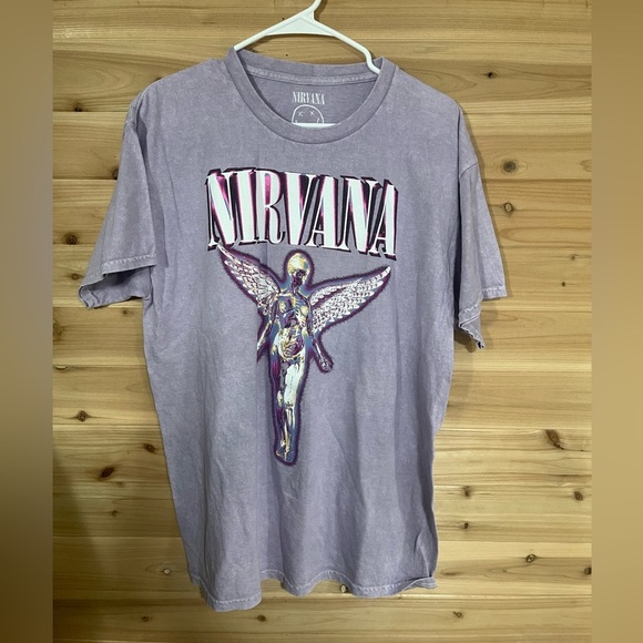 NIRVANA Purple Short Sleeve Tee Iconic Graphic - Picture 2 of 5